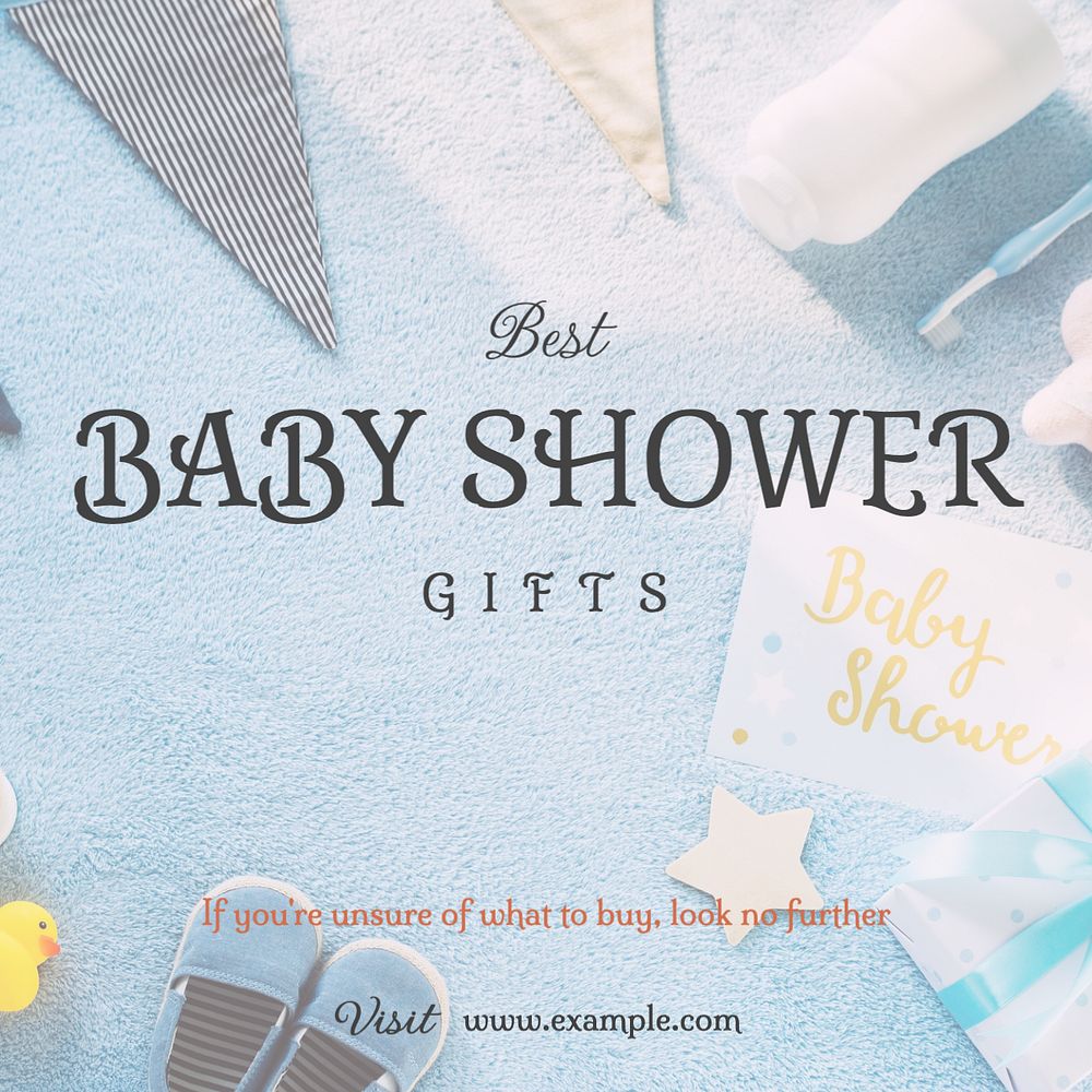 Baby shower gifts  Instagram post template, editable text