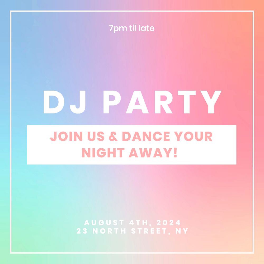 DJ party  Instagram post template, editable text