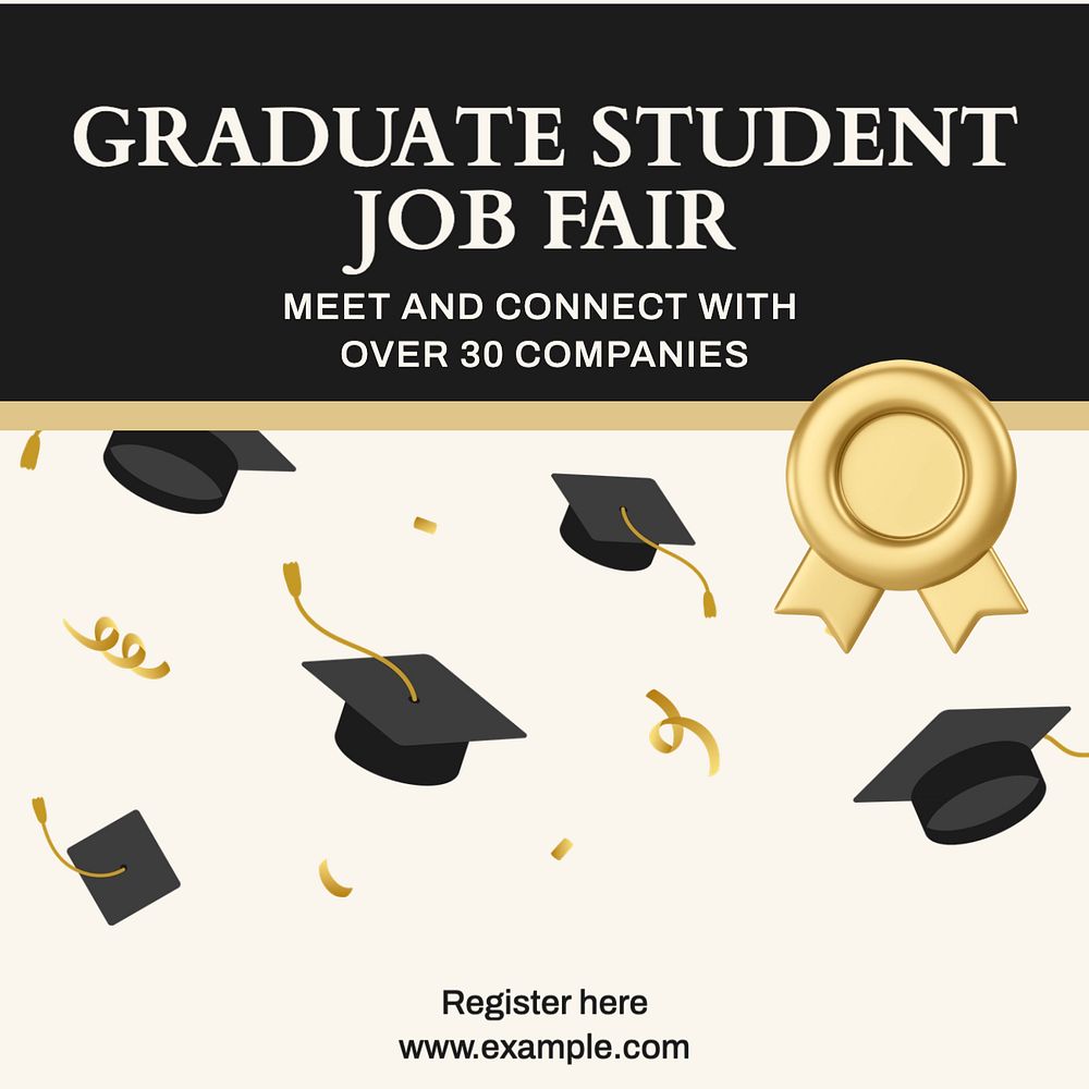 Graduate job fair Instagram post template, editable text