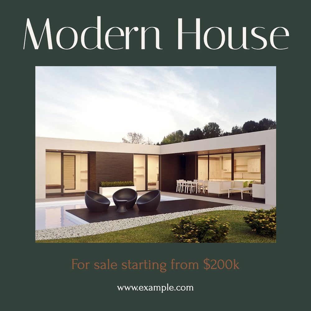 Modern house Instagram post template, editable text