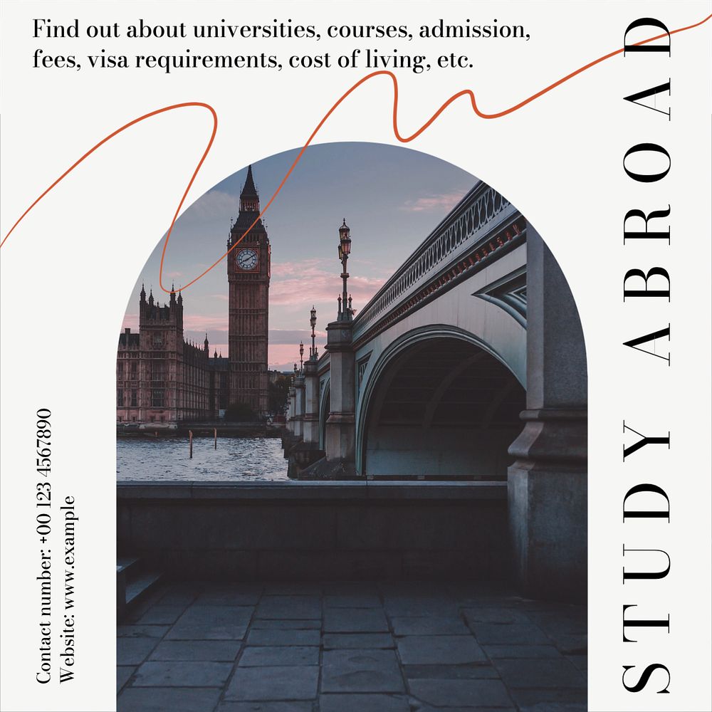 Study abroad counseling Instagram post template, editable text