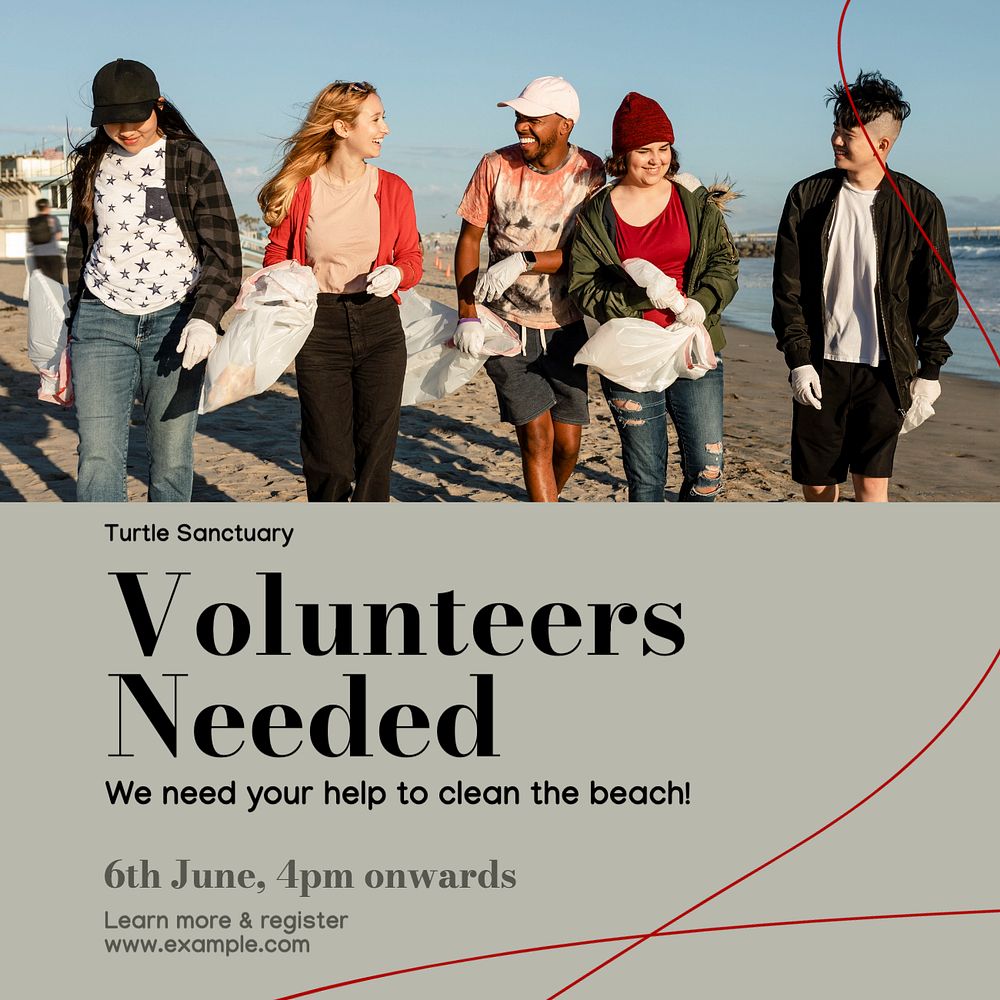 Volunteers needed  Instagram post template, editable text