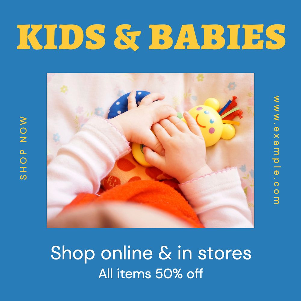 Sale, kid & baby Instagram post template, editable text