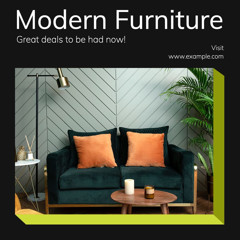 Modern furniture Instagram post template, editable text