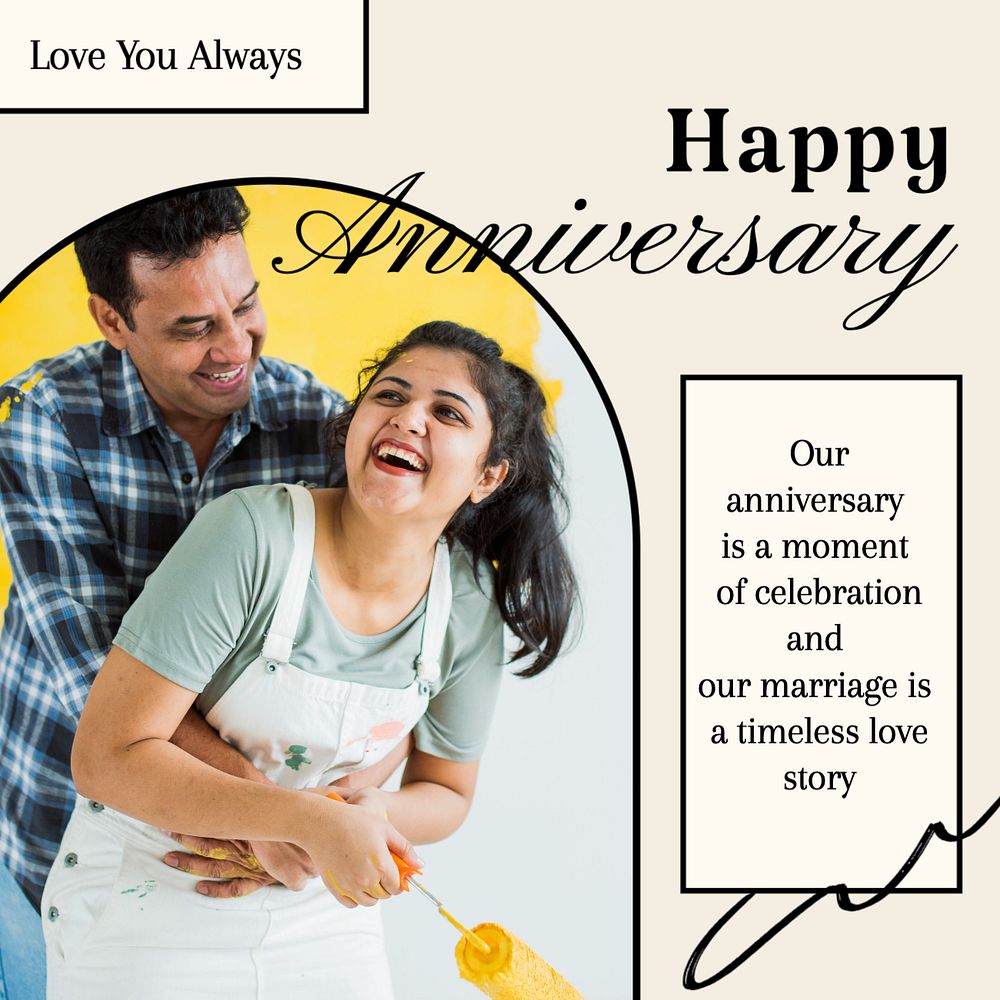 Happy Anniversary Instagram post template, editable text