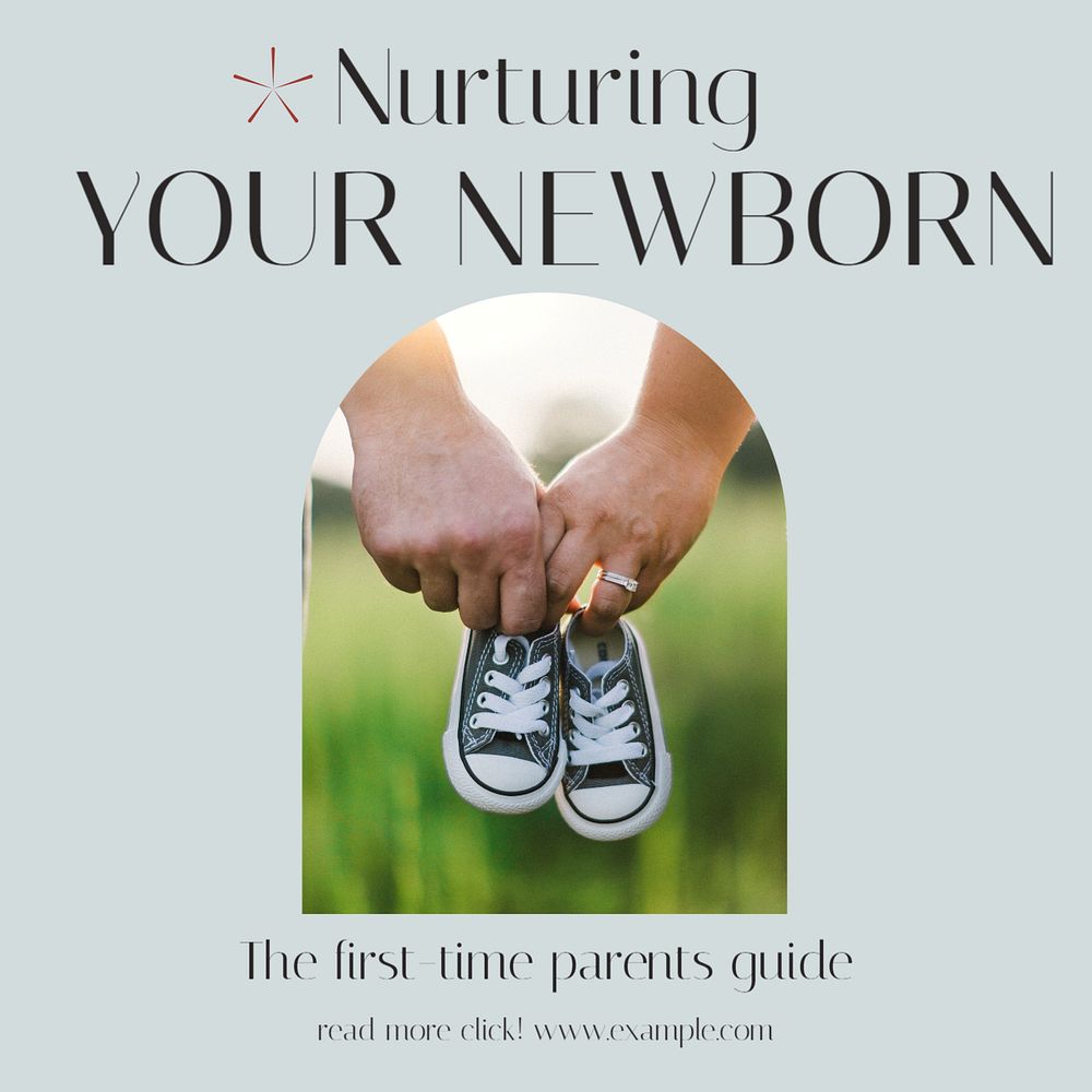 Newborn nurturing Instagram post template, editable text