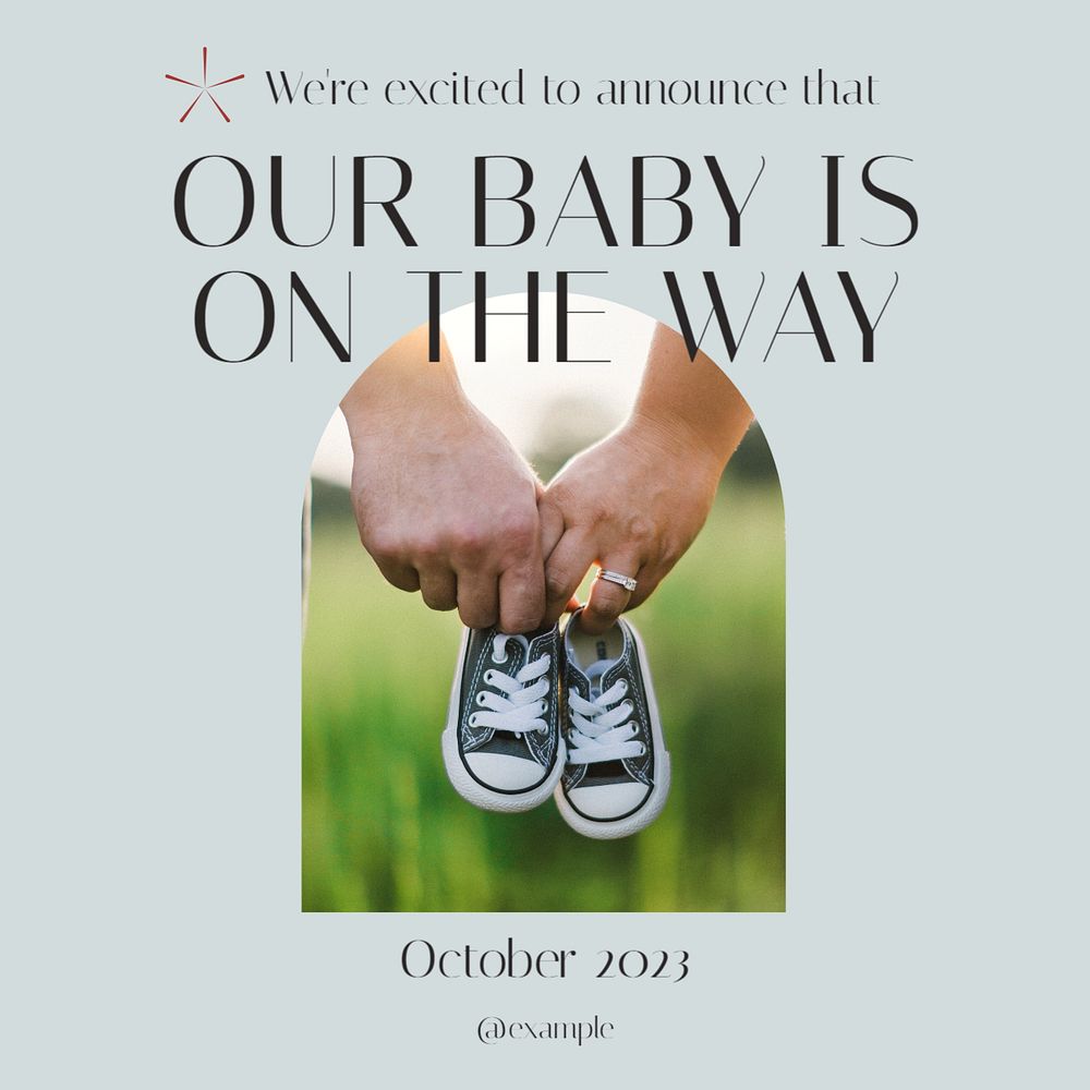 Baby announcement Instagram post template, editable text