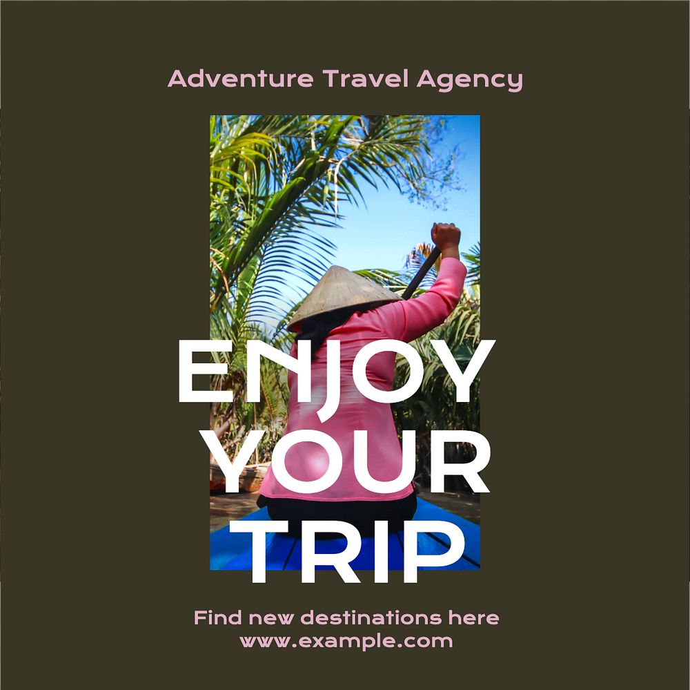 Enjoy your trip Instagram post template, editable text