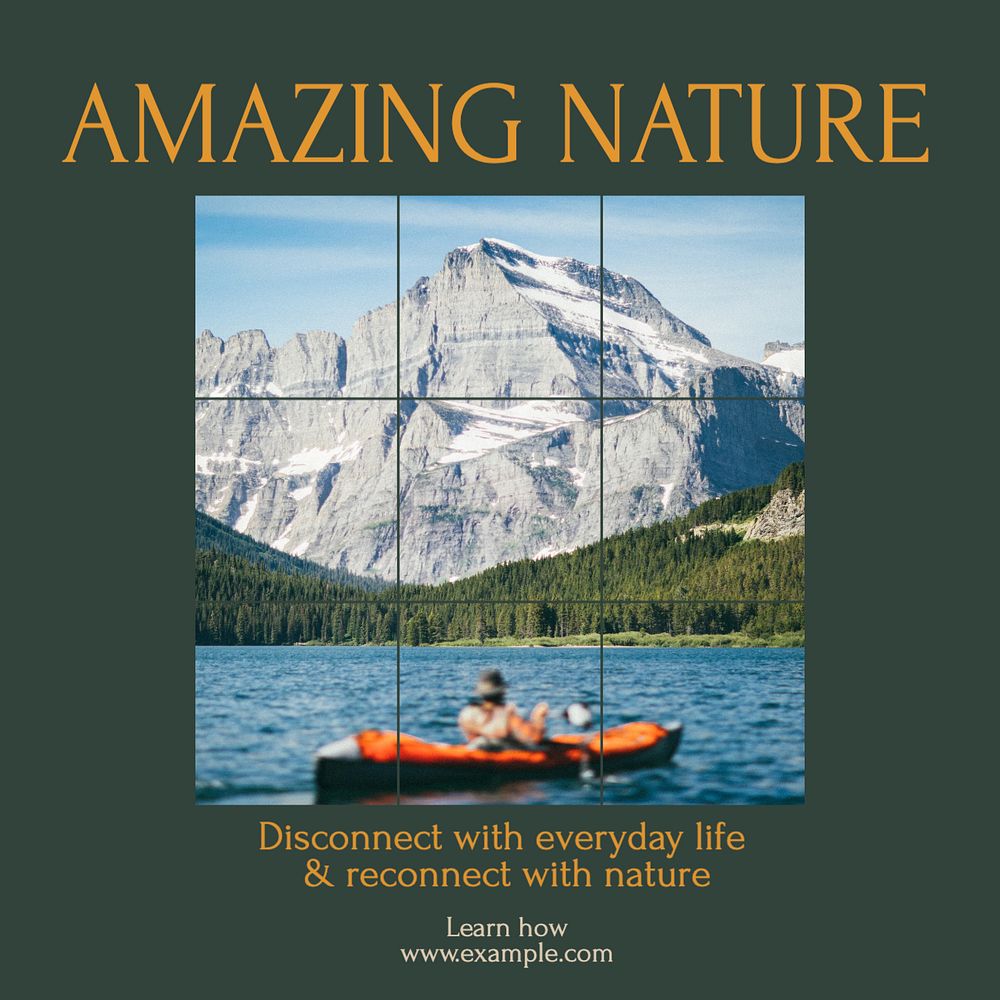 Amazing nature Instagram post template, editable text