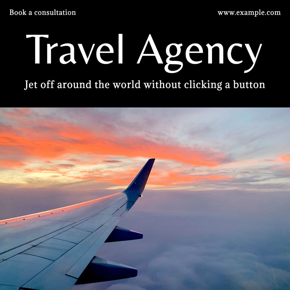 Travel agency Instagram post template, editable text