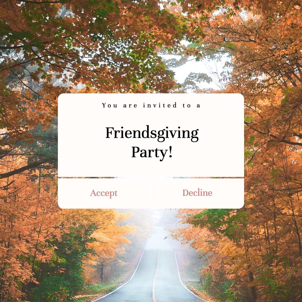 Friendsgiving party Instagram post template, editable text