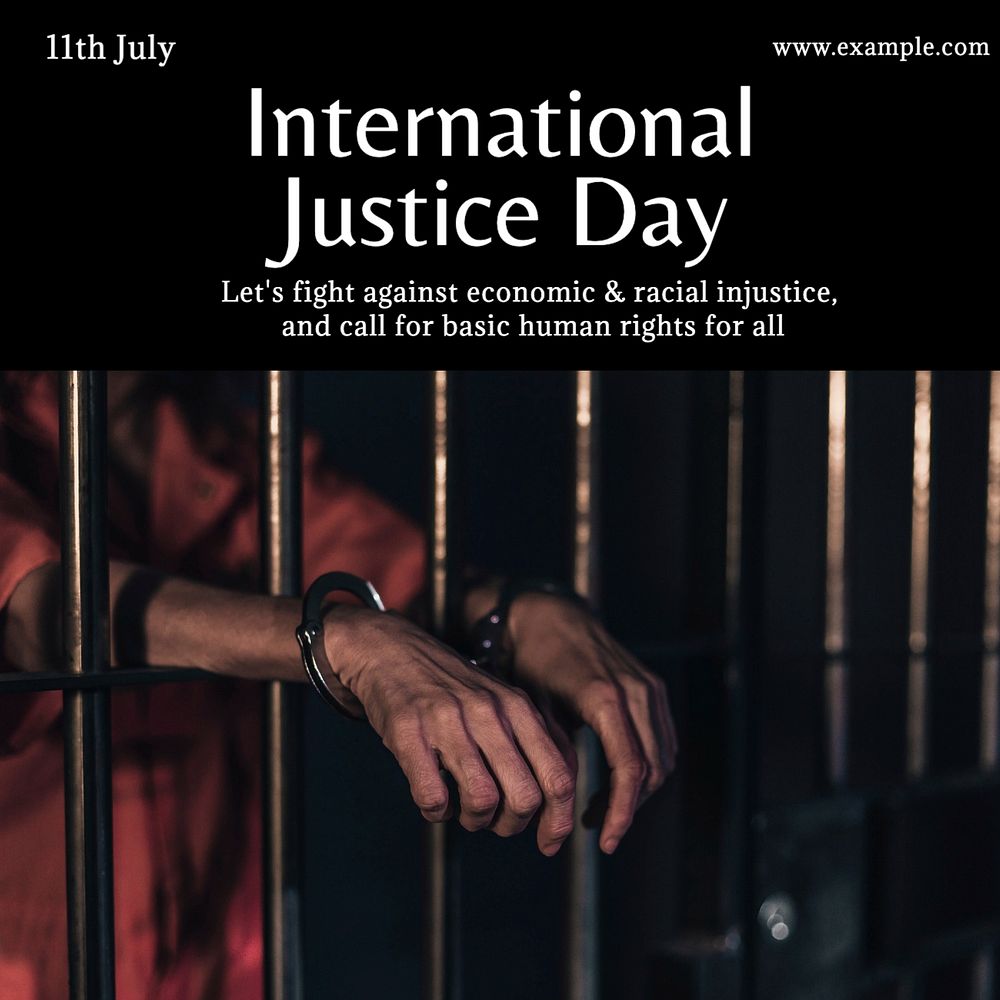 Happy international justice day Instagram post template, editable text