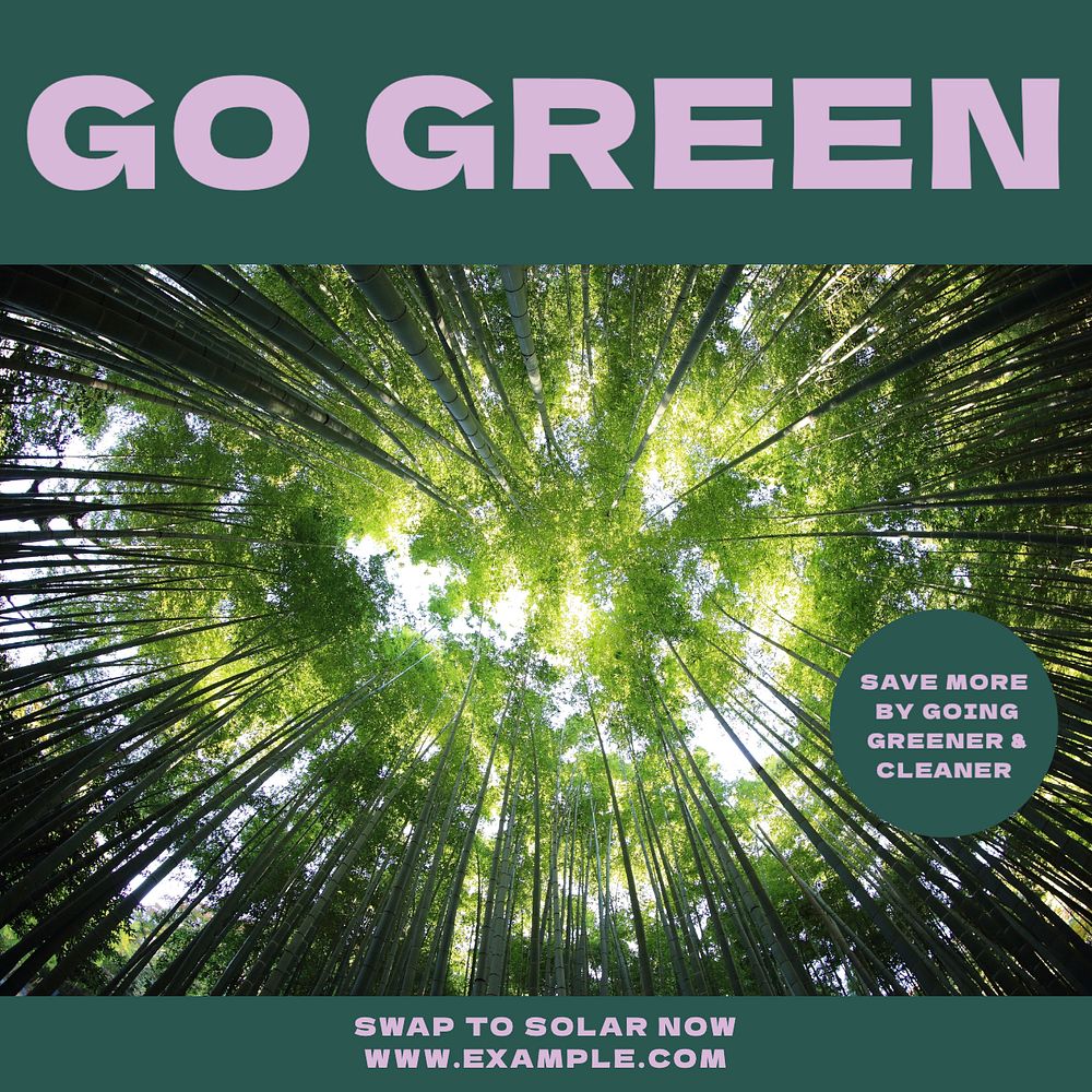 Go green Instagram post template, editable text