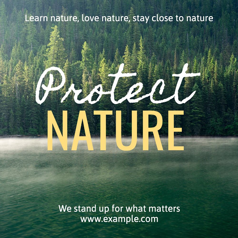 Protect nature Instagram post template, editable text