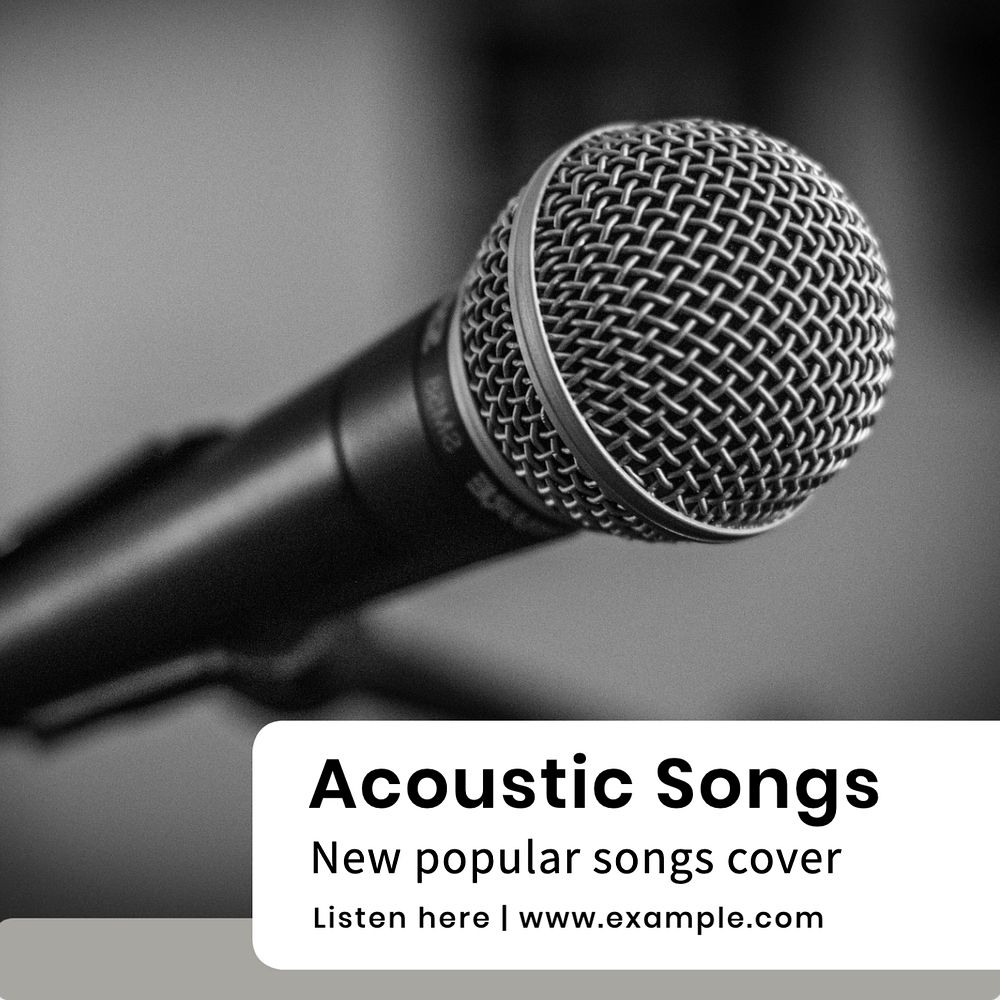 Acoustic songs Instagram post template, editable text