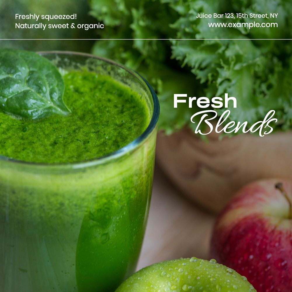 Fresh fruit blends Instagram post template, editable text