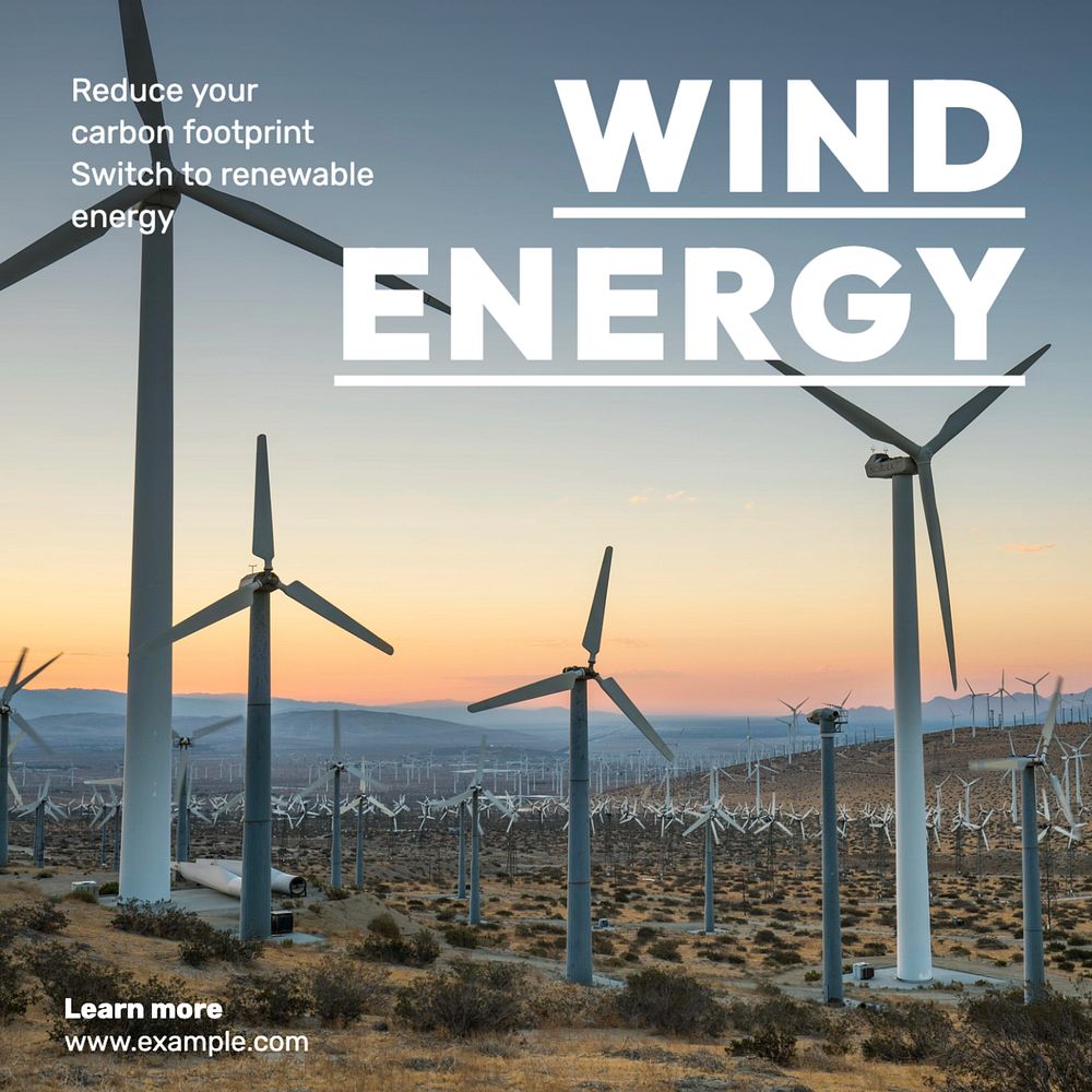 Wind energy Instagram post template, editable text