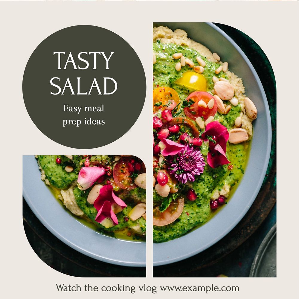 Salad prep Instagram post template, editable text