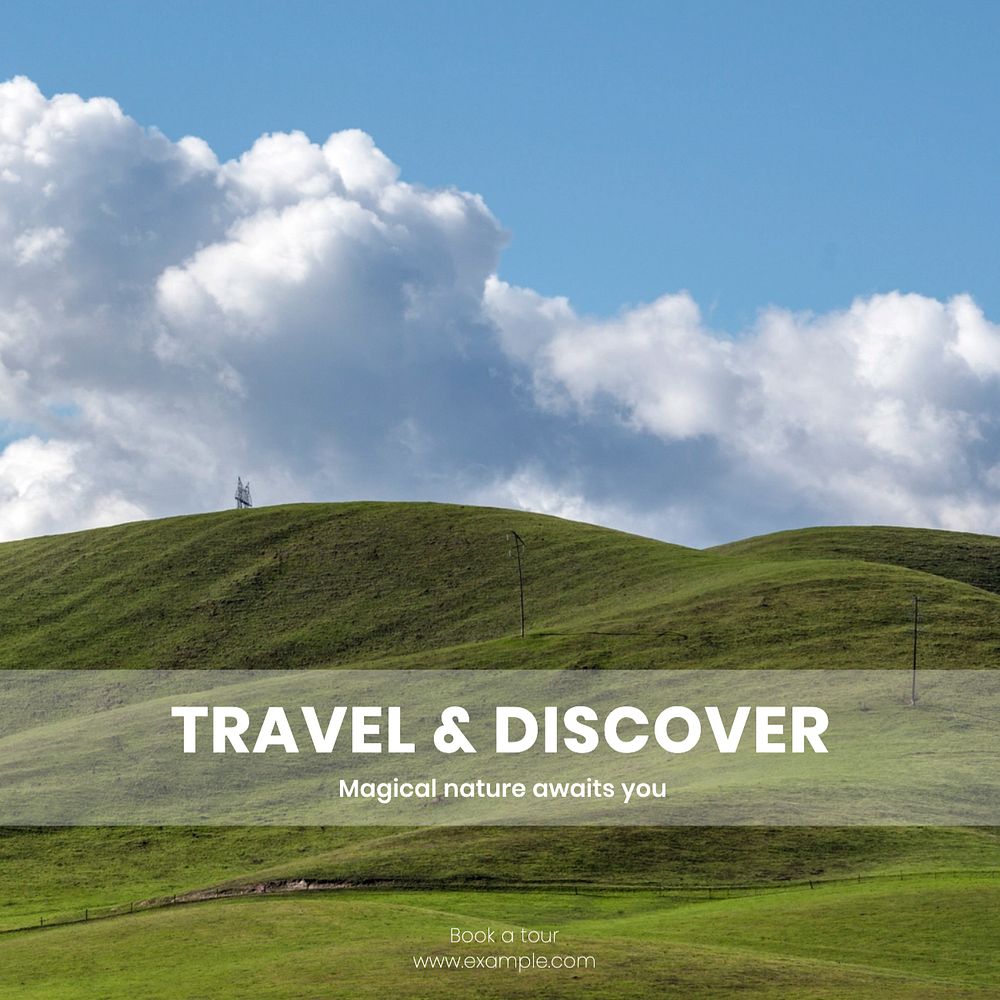 Travel & discover Instagram post template, editable text