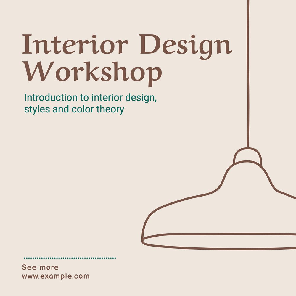 Interior design workshop Instagram post template, editable text