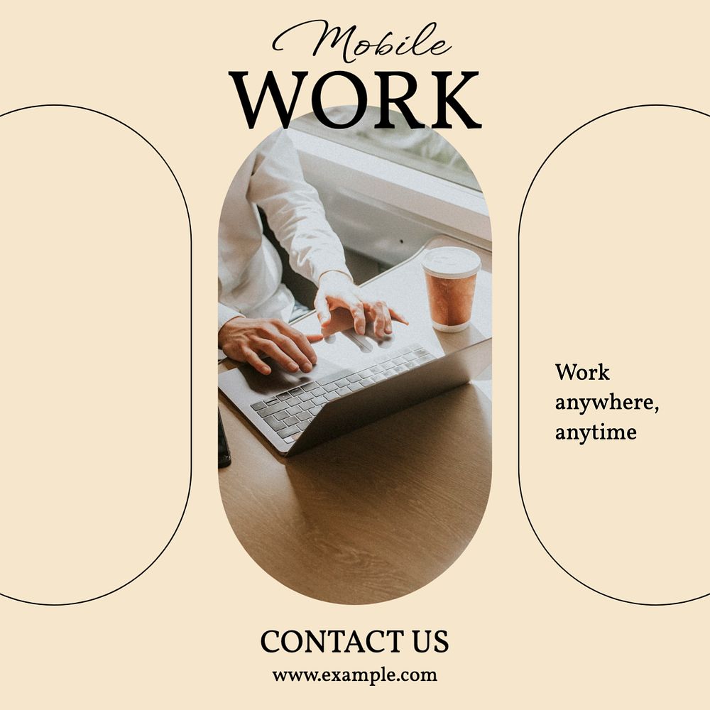 Mobile work Instagram post template, editable text