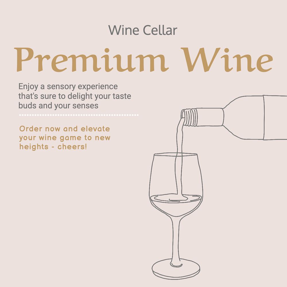 Premium wine Instagram post template, editable text