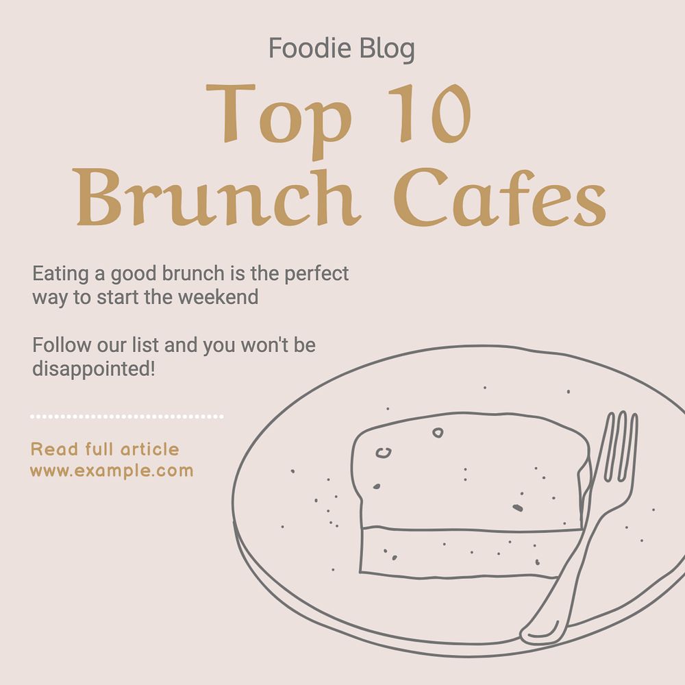 Brunch cafes Instagram post template, editable text