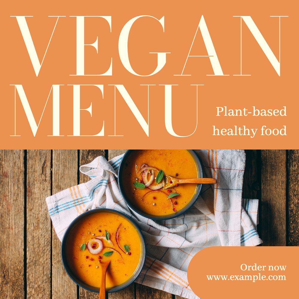 Vegan menu Instagram post template, editable text