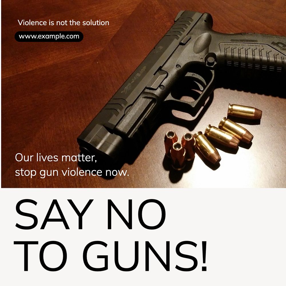 No to guns Instagram post template, editable text