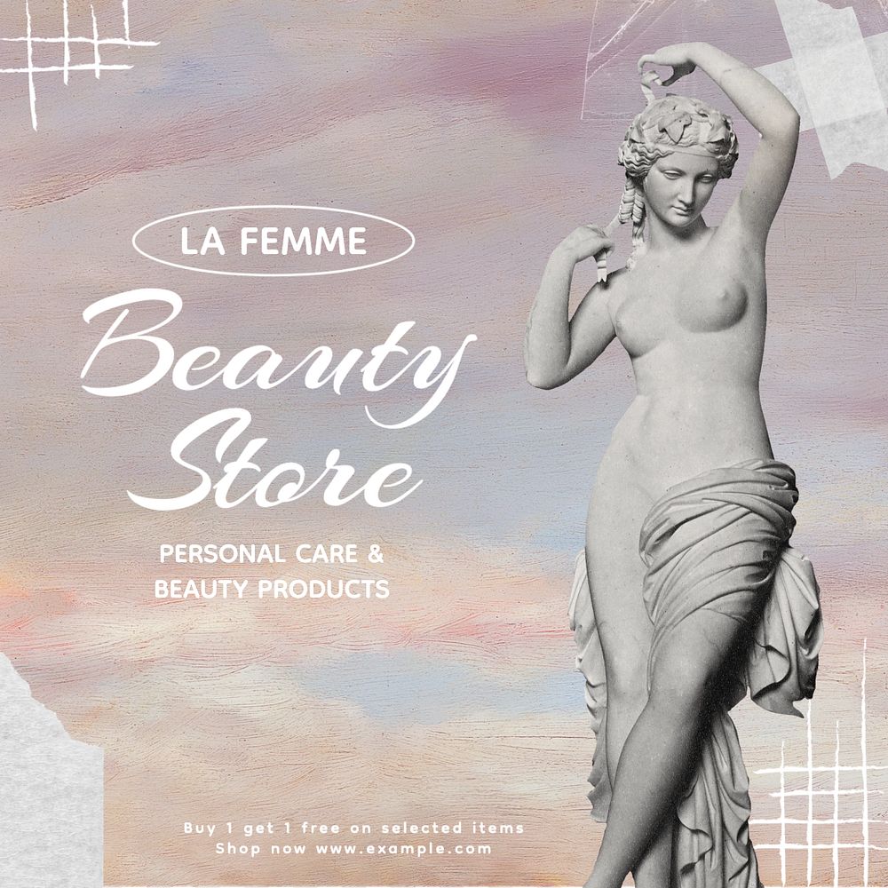 Beauty store Instagram post template, editable text