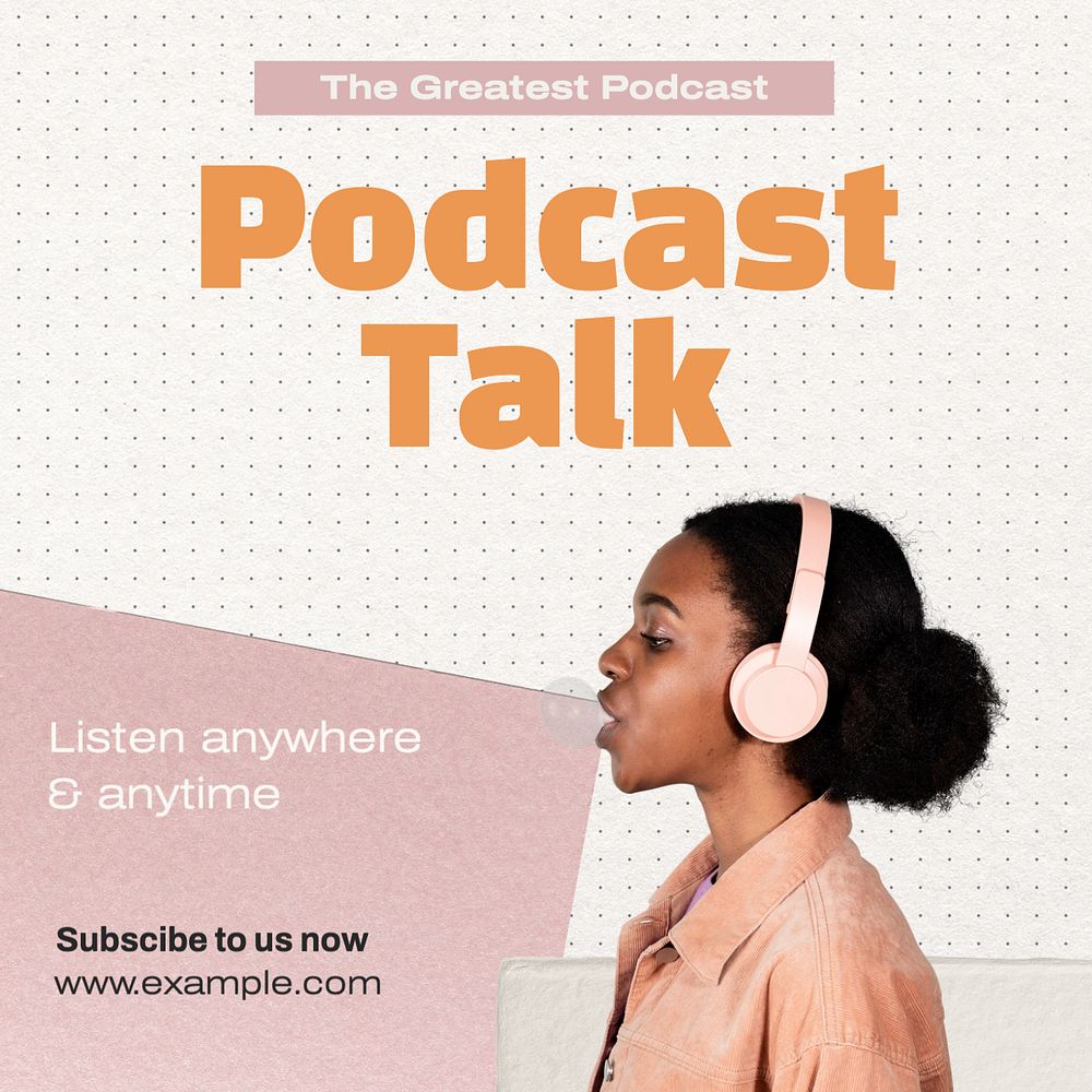 Podcast talk Instagram post template, editable text