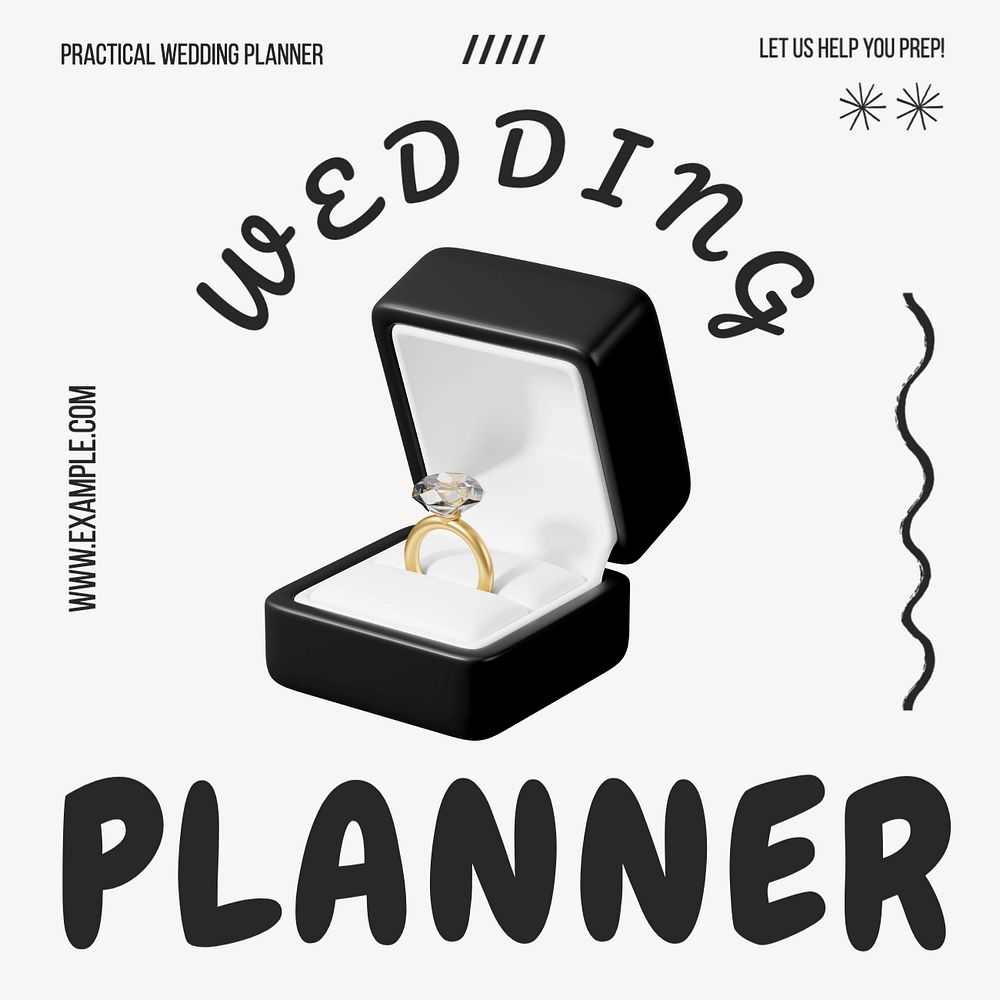 Wedding planner Instagram post template, editable text