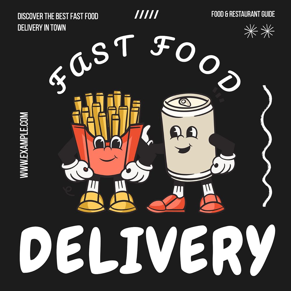 Fast food delivery Instagram post template, editable text