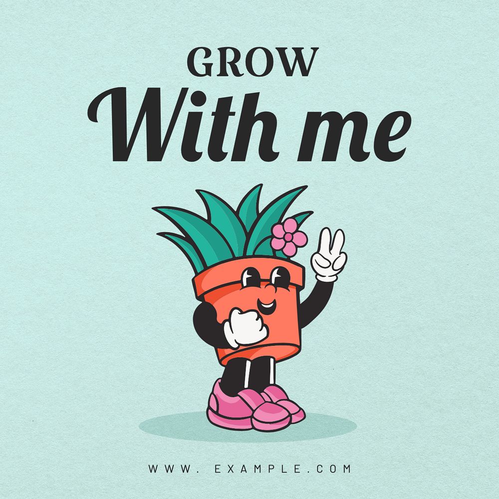 Grow with me Instagram post template, editable text