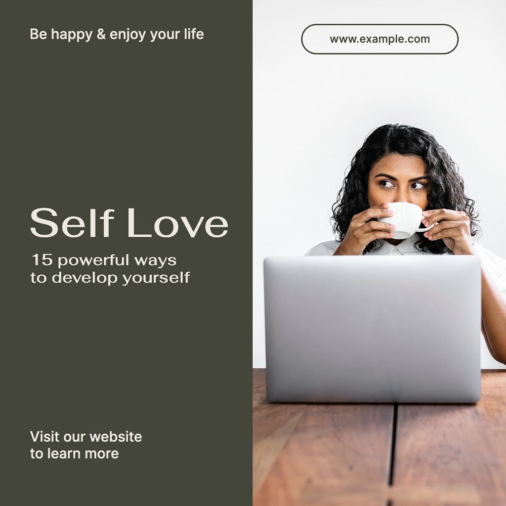 Self love Instagram post template, editable text