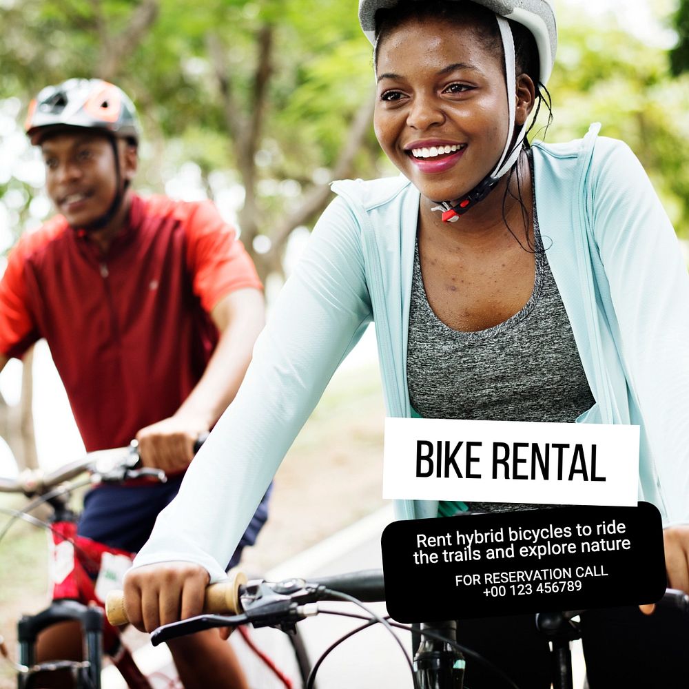 Bike rental Instagram post template, editable text