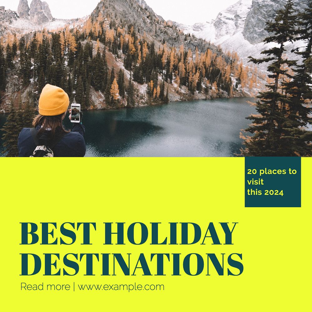 Best holiday destinations post template, editable social media design