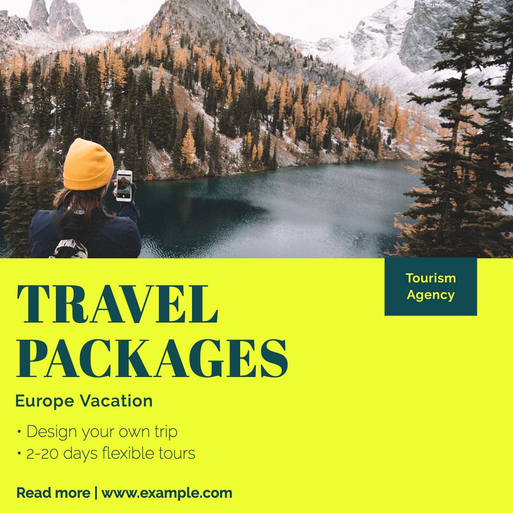 Travel package Facebook post template, editable design