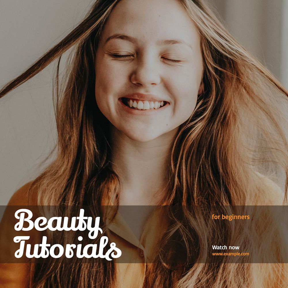 Beauty tutorials Instagram post template, editable text