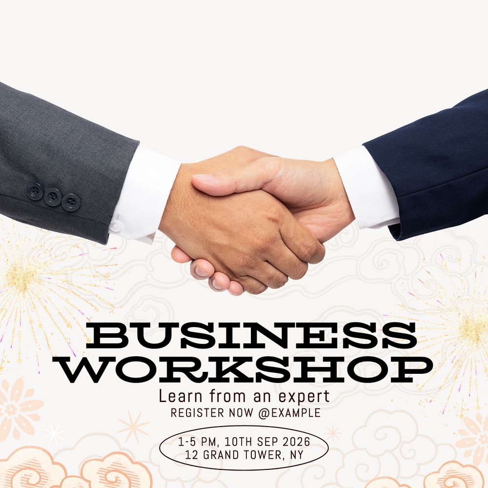 Business workshop Instagram post template, editable text