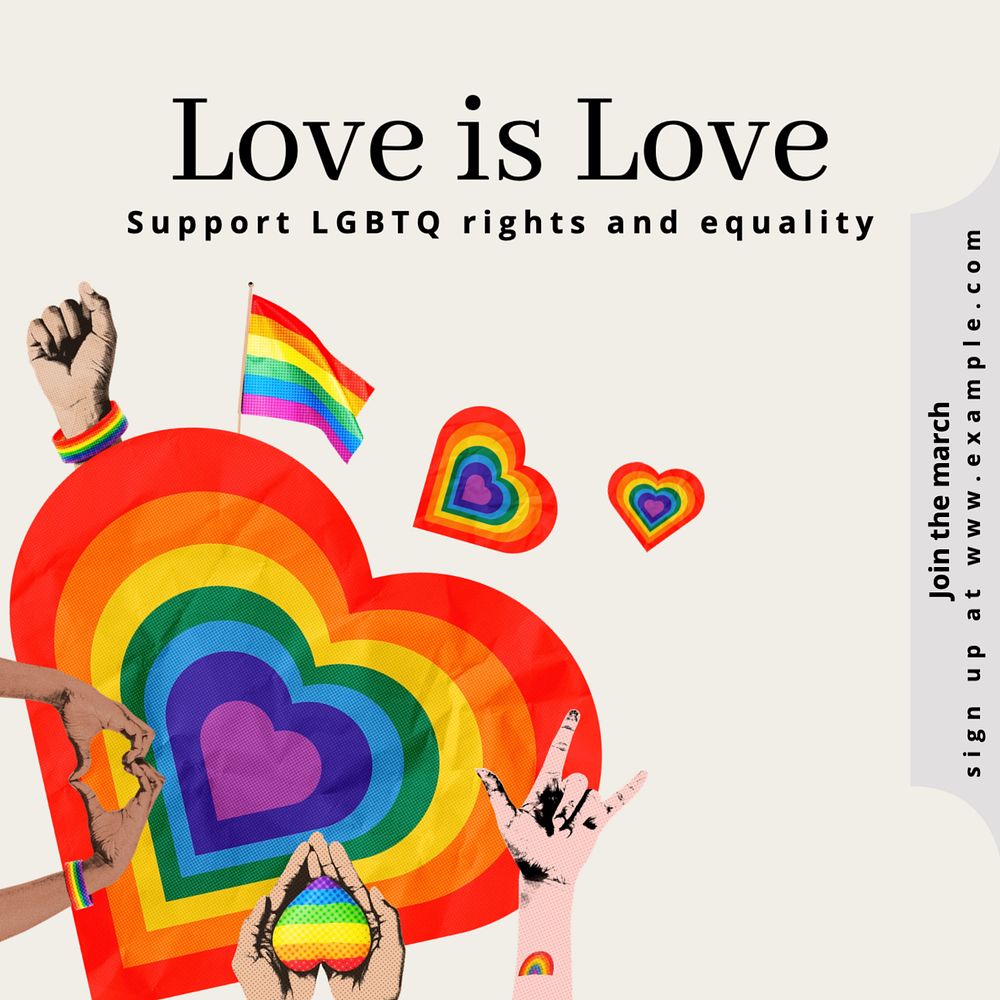 Love is love Instagram post template, editable text