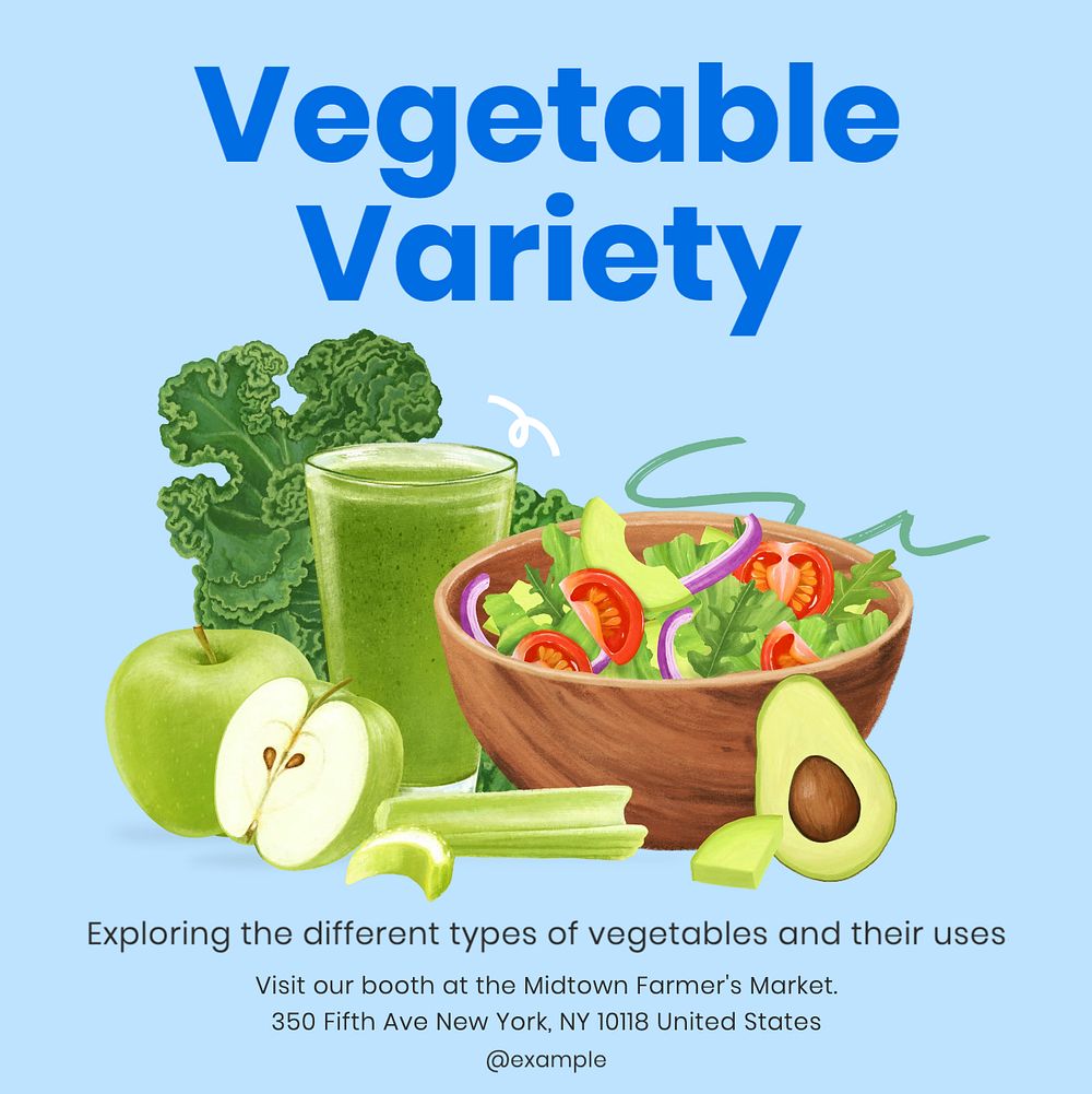 Vegetable variety Instagram post template, editable text