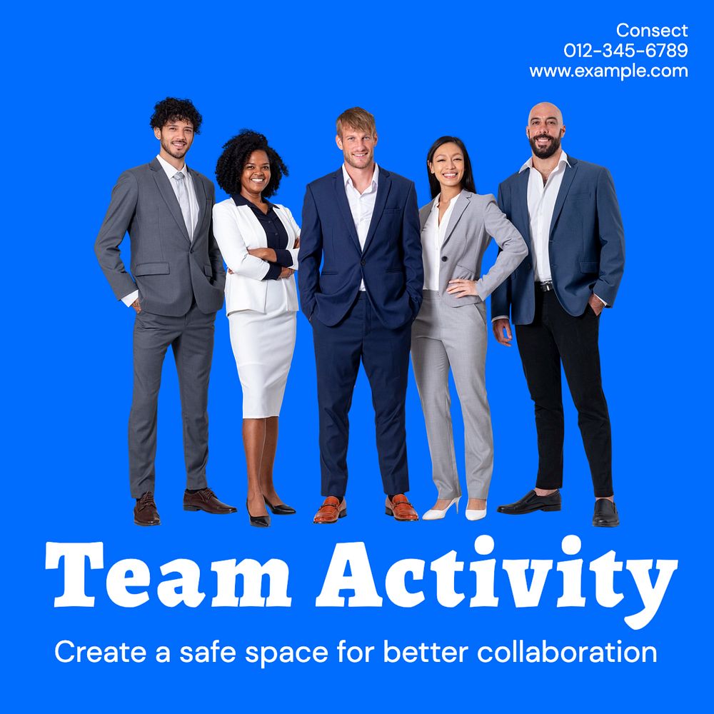 Team activity Instagram post template, editable text