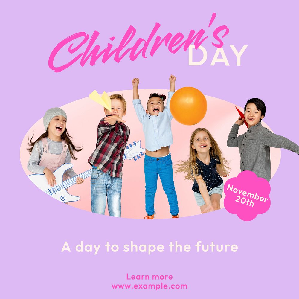 World children's day Instagram post template, editable text