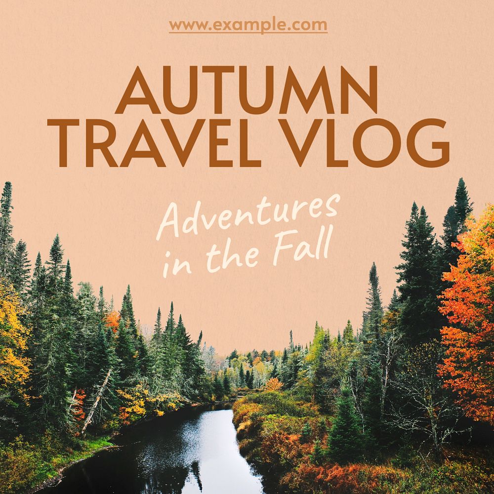 Autumn travel Instagram post template, editable text