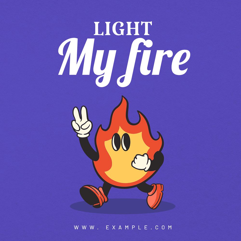 Light my fire Instagram post template, editable text