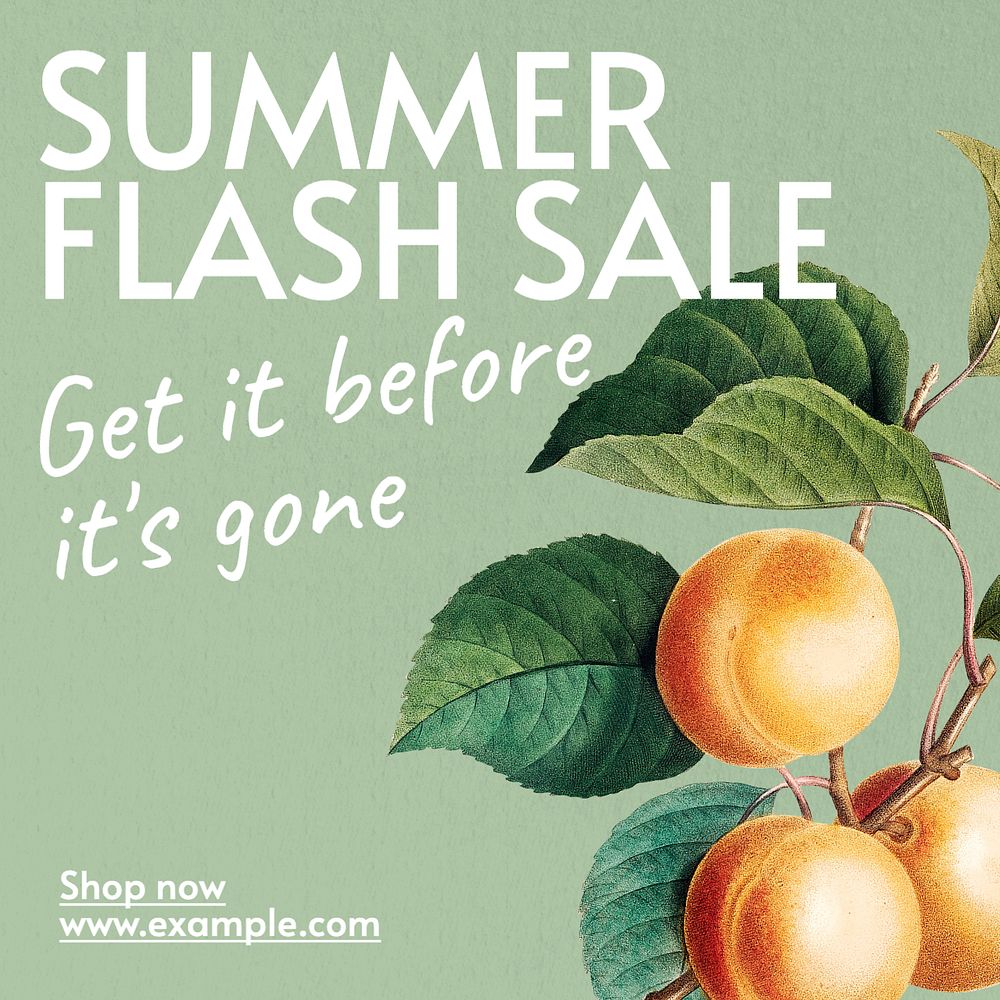 Summer flash sale Instagram post template, editable text