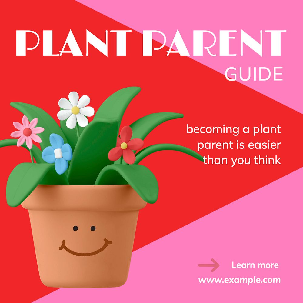 Plant parent guide Instagram post template, editable text