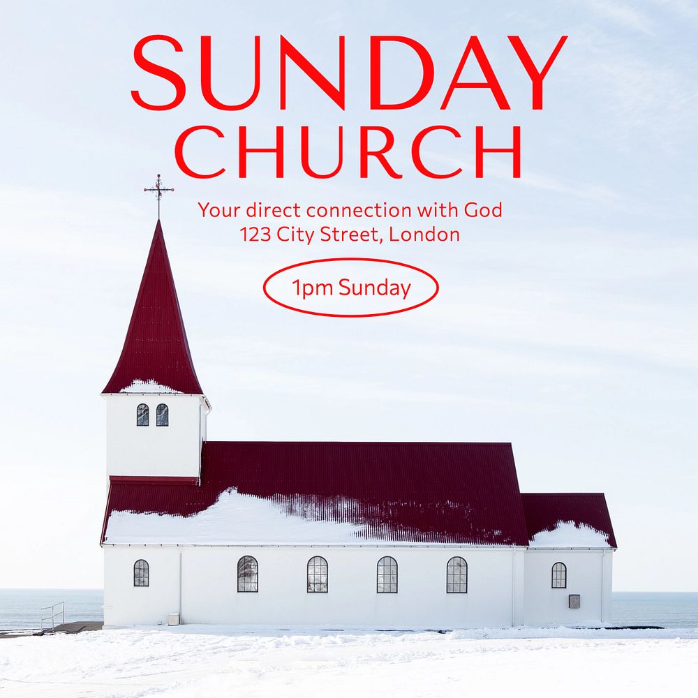 Sunday church Instagram post template, editable text