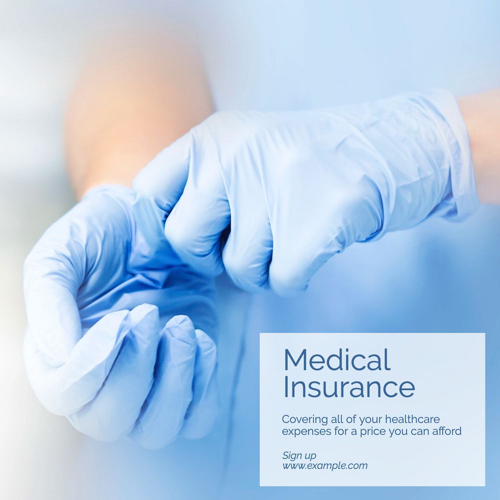 Medical insurance Instagram post template, editable text